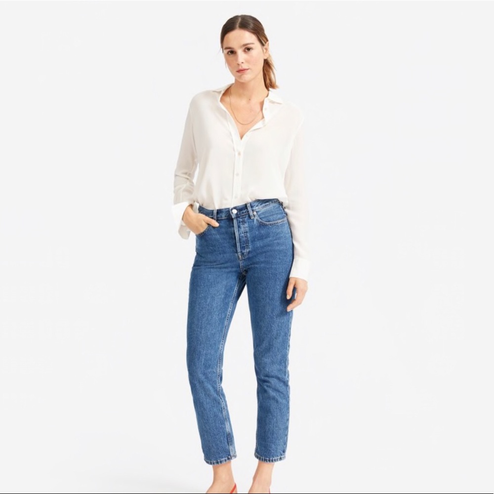 Stretch silk cream/ off white button down shirt